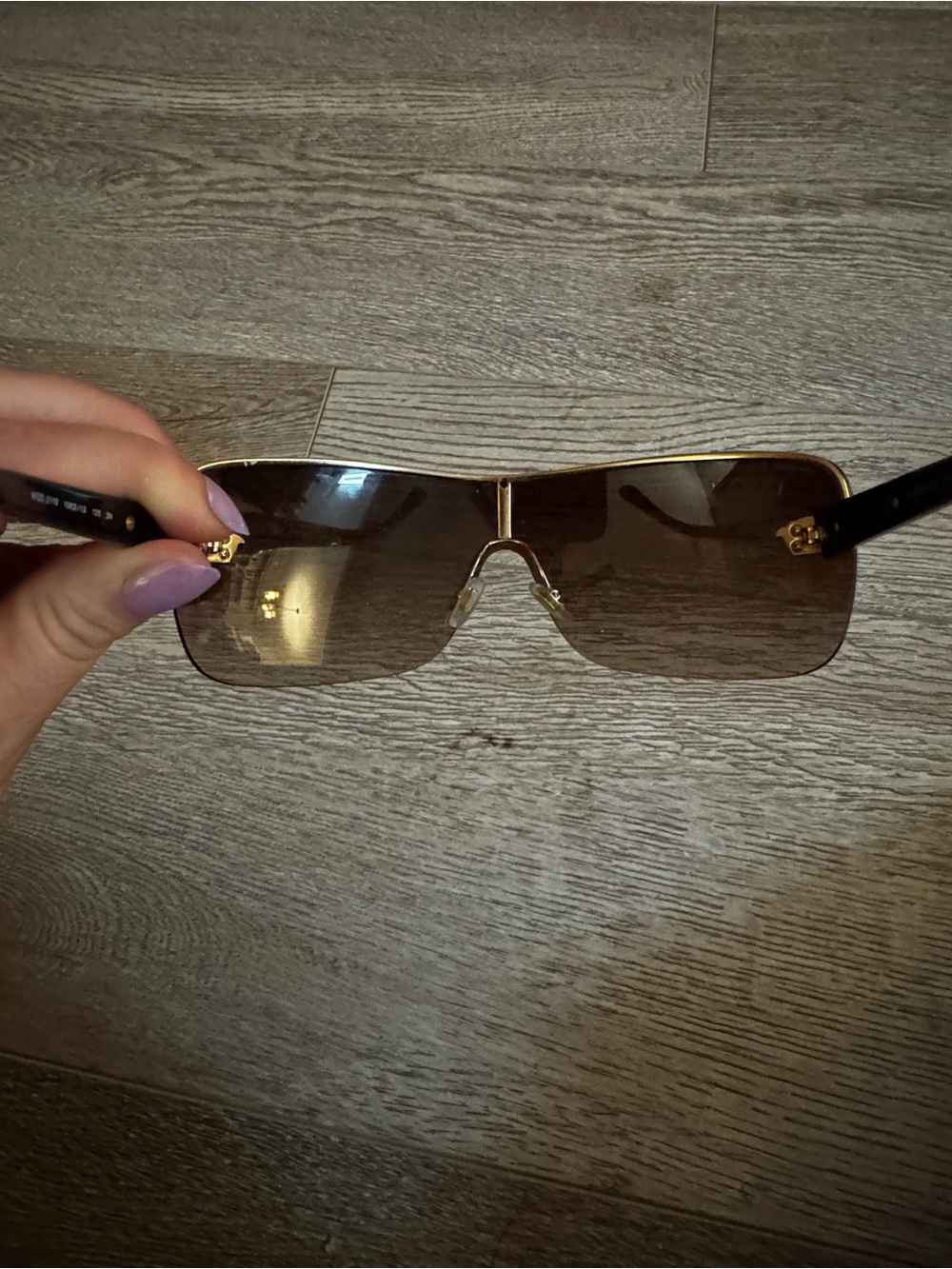 Versace Vintage Brown Shield Sunglasses -  Brown Lenses and Gold Medusa Details - Picture 5 of 8